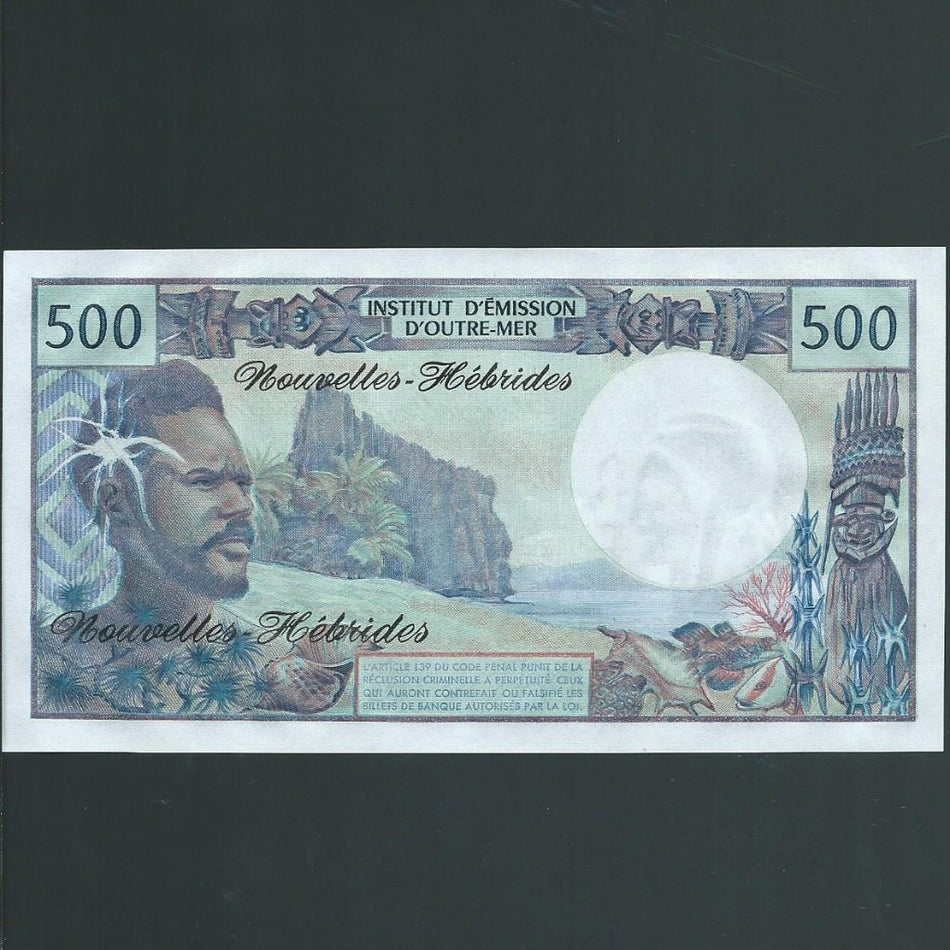 New Hebrides (P19b) 500 Francs, 1979, signature 3, UNC