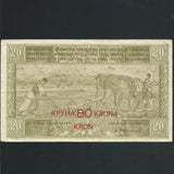 Yugoslavia (P.18) 80 Kronen on 20 Dinara, 1919, Good EF
