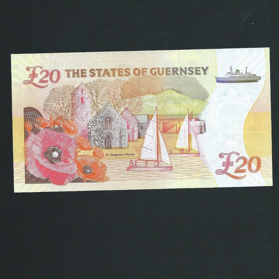 Guernsey, £20, 2018, TG/W 000400, within the First 1000 notes, prefix (The Great War) to commemorate 100 Years  of the end of WWI, QEII, UNC