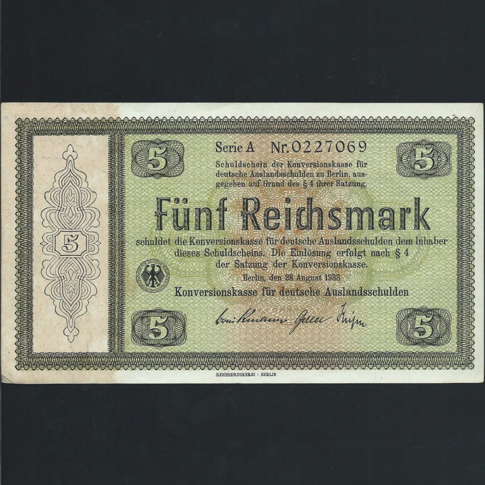 P.199 Germany 5 Reichsmark Nazi (1933) conversion bond NOT CANCELLED, UNC - Colin Narbeth & Son Ltd. - 1