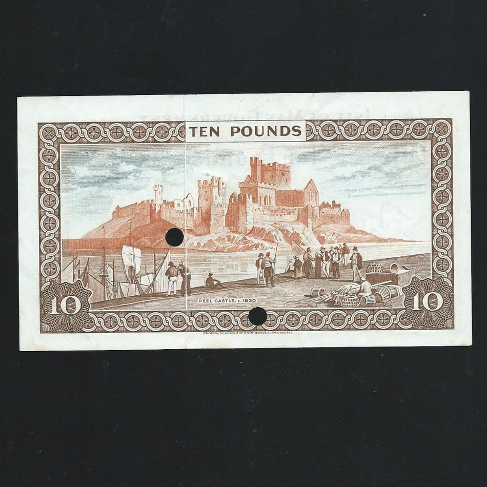 Isle of Man (P31s1) £10 specimen, QEII, Stallard, 000000, rust, Good VF