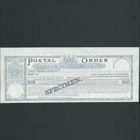 Postal Order 10/- specimen, Queen Victoria, UNC