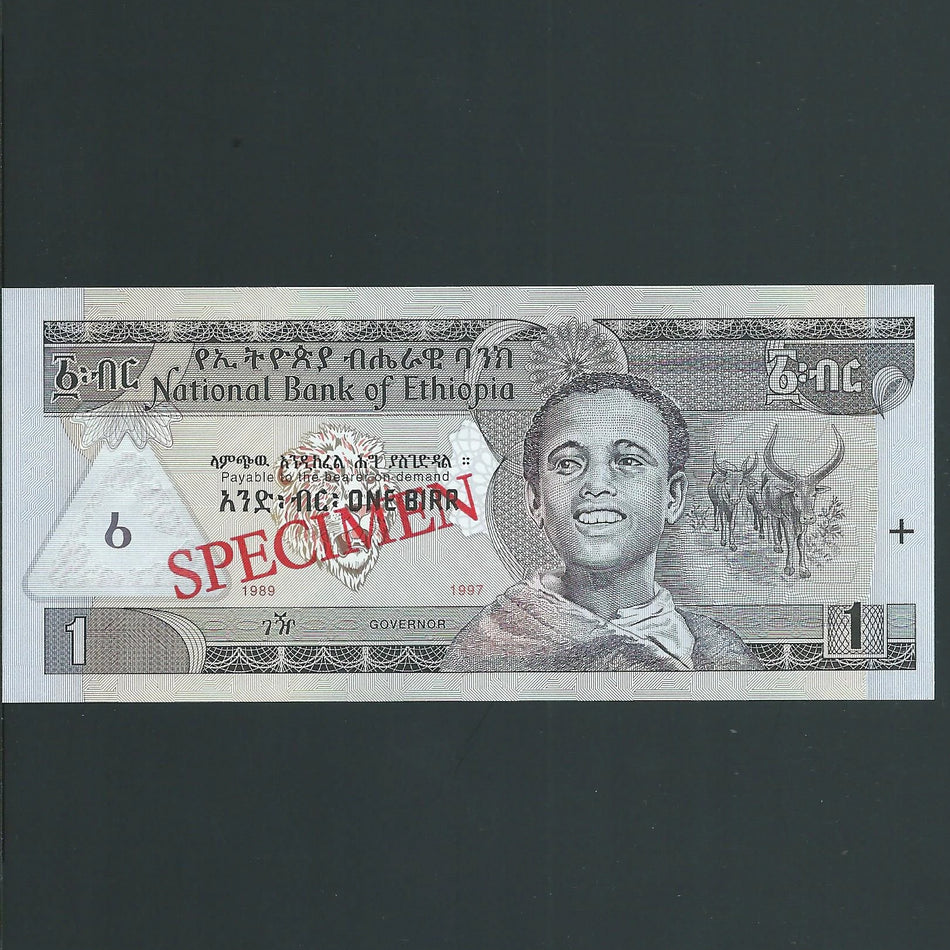 Ethiopia (P46a) 1 Birr specimen, 1989/1997, without serial, UNC