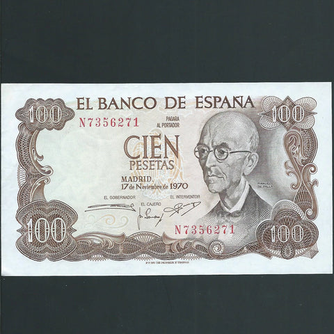 Spain (P152a) 100 Pesetas, 1970, UNC