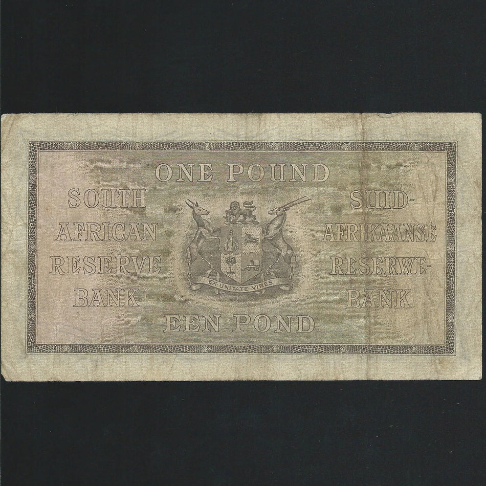 South Africa (P.84e) £1, 10th November 1941, Postmus signature, A/113, without thread, Fine