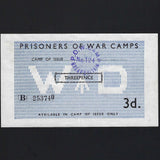 POW Camps in UK for Axis, 3 Pence, Wapley Camp nr Yate (date stamp to 11.11.1945) Campbell 5015c, EF