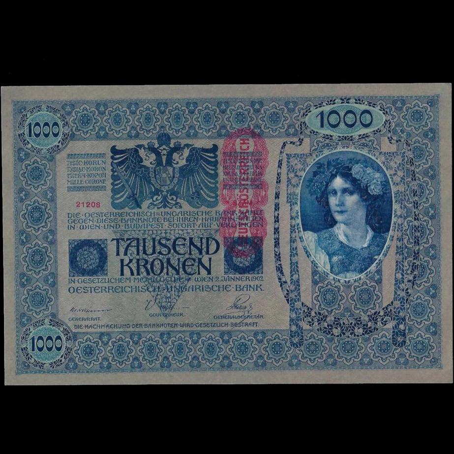 Austria (P.59a) 1000 Kronen, 1919 (dated 1902), EF