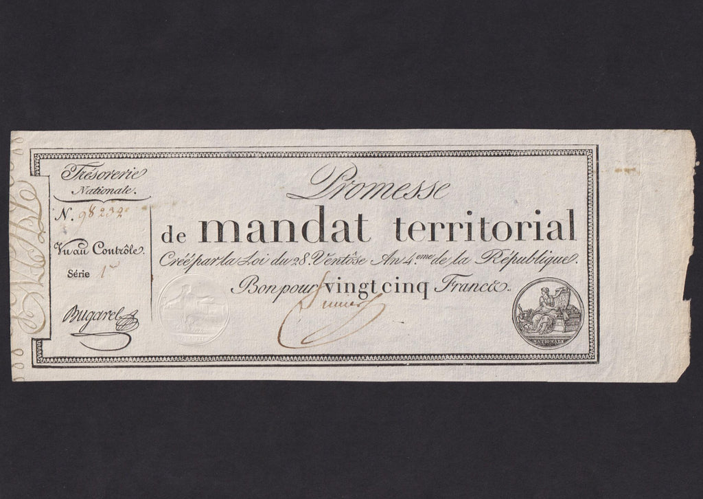 France (Assignats, PA83b) 25 Francs, 1796, Fine