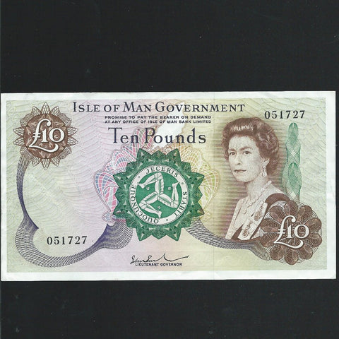 Isle of Man (P31b) £10, QEII, J. W. Paul, 051727, VF