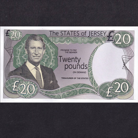 Jersey, £20 artwork, 1988, the Prince Charles portrait was engraved by I. Clipper and was never produced