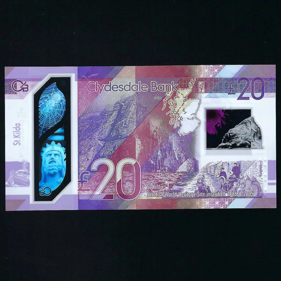 Scotland £20 polymer (new) Clydesdale Bank, first million & low serial, W/HS 000048, UNC