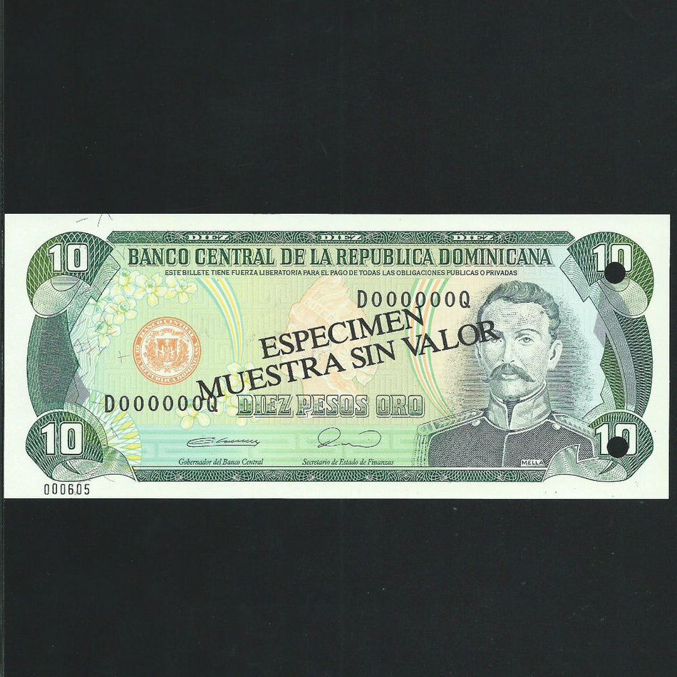 Dominican Republic (P132) 10 Peso Oro specimen, 1990, Harrisons, UNC