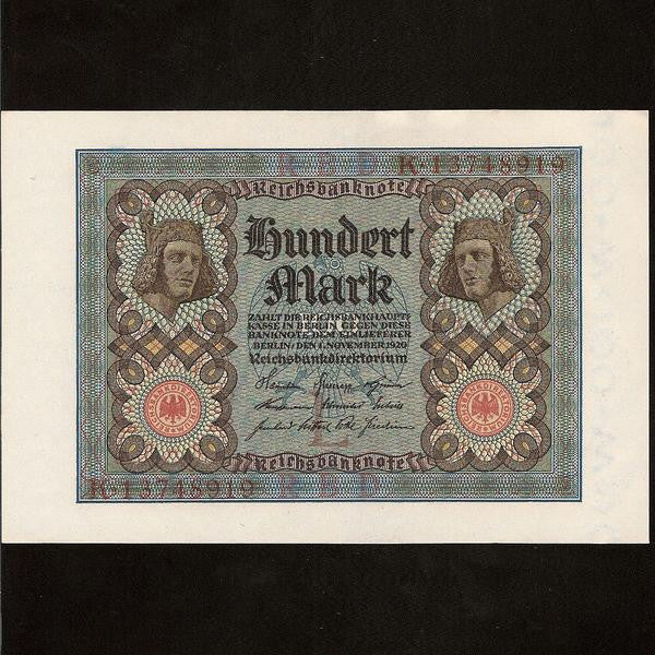 P. 69 Germany 100 mark (1920) 'Bam berg Horsemen' UNC - Colin Narbeth & Son Ltd. - 1