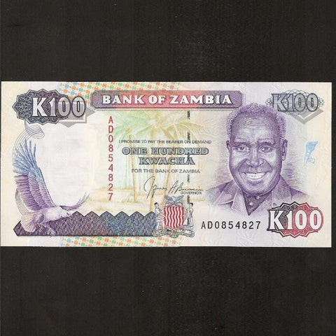 P.34 Zambia 100 Kwacha (1991) President Kuanda. UNC - Colin Narbeth & Son Ltd.