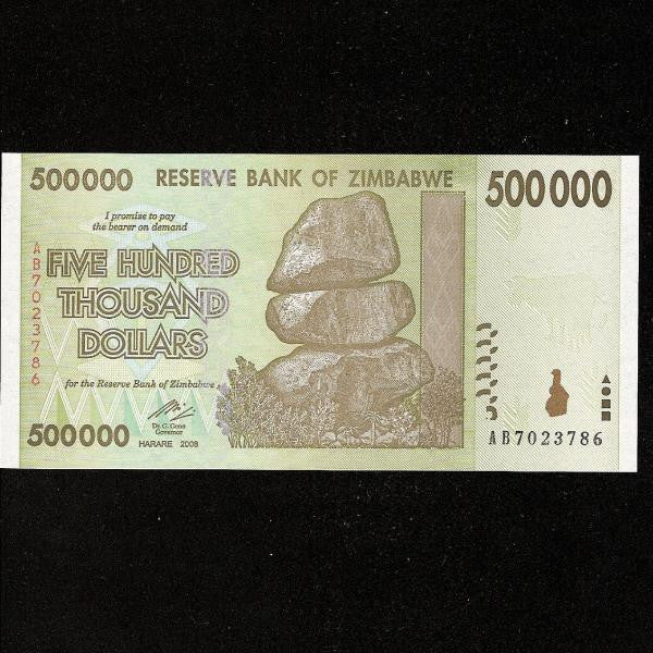 P.76 Zimbabwe 500,000 Dollars(2008) issued 2009 UNC - Colin Narbeth & Son Ltd.