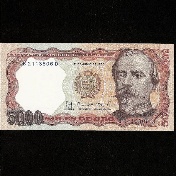 P.117b Peru 5000 Soles (1985) UNC - Colin Narbeth & Son Ltd.