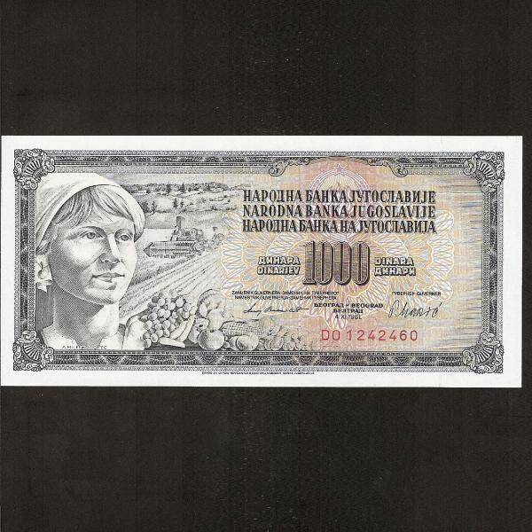 P. 92 Yugoslavia 1000 Dinara Guverner (1978) UNC - Colin Narbeth & Son Ltd.