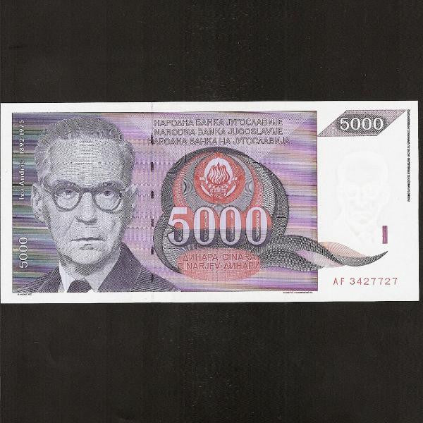 P.111 Yugoslavia 5000 Dinara (1991) UNC - Colin Narbeth & Son Ltd.