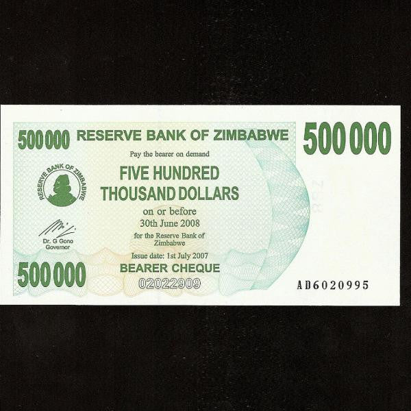 P.51 Zimbabwe 500000 Dollars (2007) UNC - Colin Narbeth & Son Ltd.