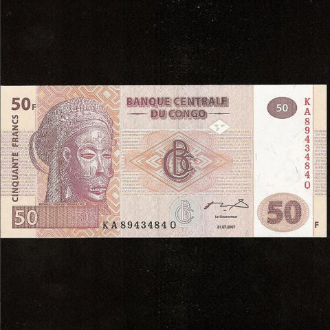 P.91A Congo Democratic Republic 50 Francs (31.07.2007) UNC - Colin Narbeth & Son Ltd.